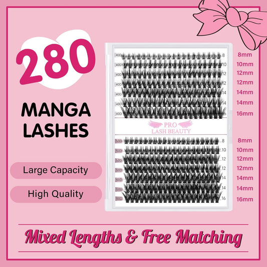280 Pcs Individual Lashes 40D+50D Mixed Lash Clusters Devil Style Lashes That Look Like Eyelash Extensions Wispy Lashes DIY Individual Lashes At Home (40D+50D-C-8-16mix,Manga)