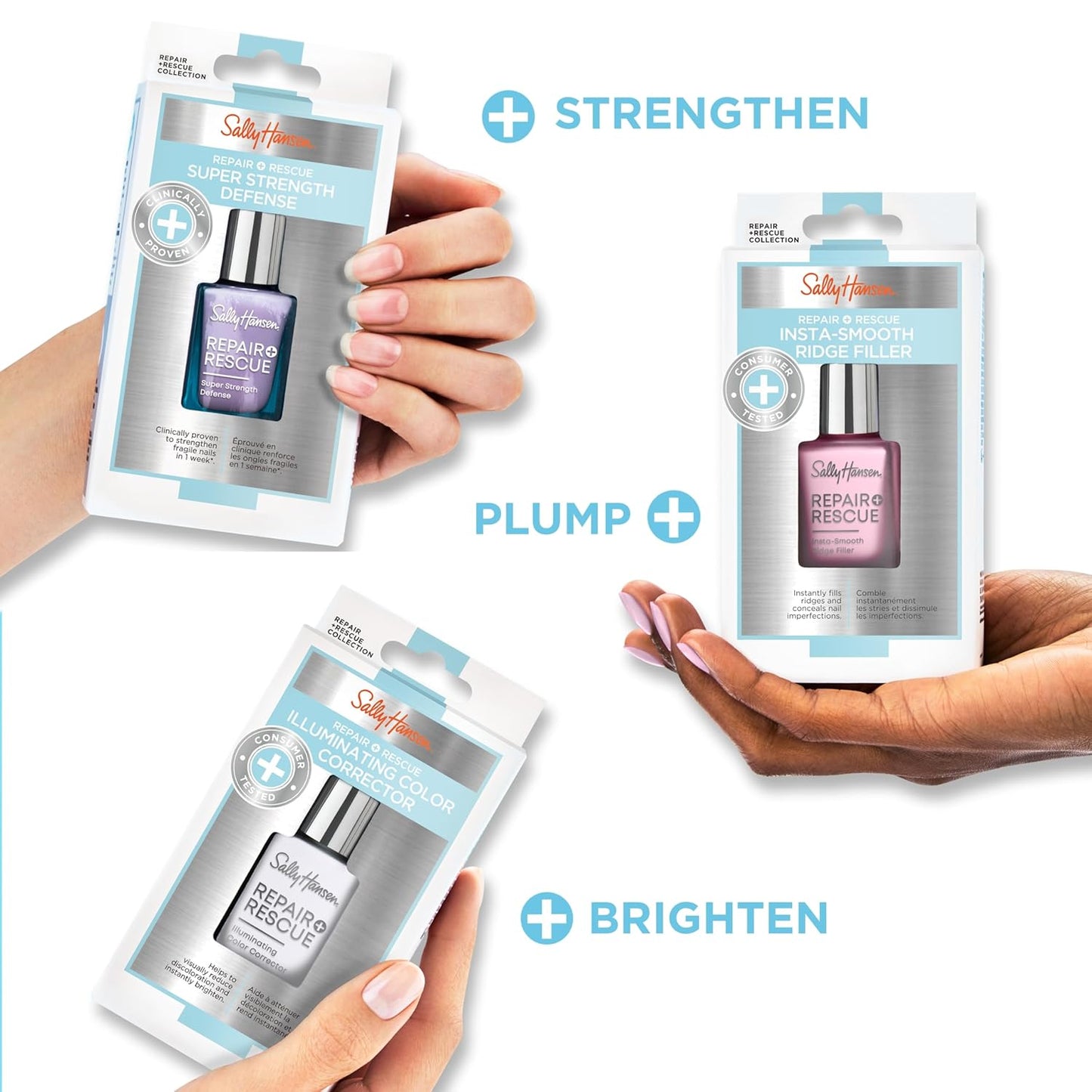 Sally Hansen® Repair + Rescue, Super Strength Defense, Nail Strengthener, Stronger Nails in 1 Week