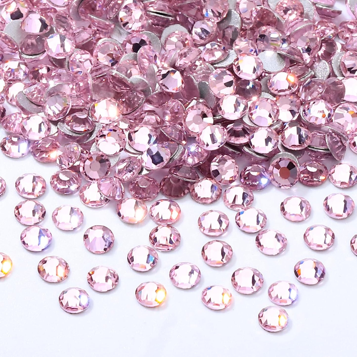 Pink Flatback Rhinestones, Glass Rhinestones for Nail Art and Craft, Glue Fix, Loose Crystal Gemstones(Pink, SS6, 2880pcs, 1.9-2.0mm)