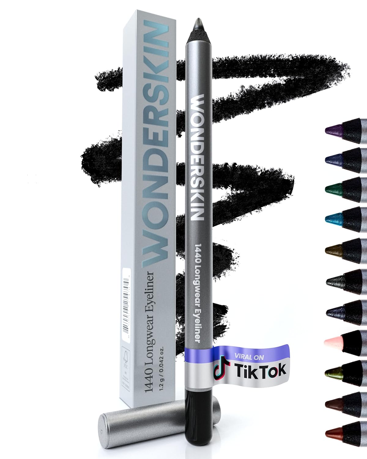Wonderskin Eyeliner Pencil, 1440 Longwear Deep Black Eyeliner Pencil - Waterproof, Sharpenable & Smudge Proof