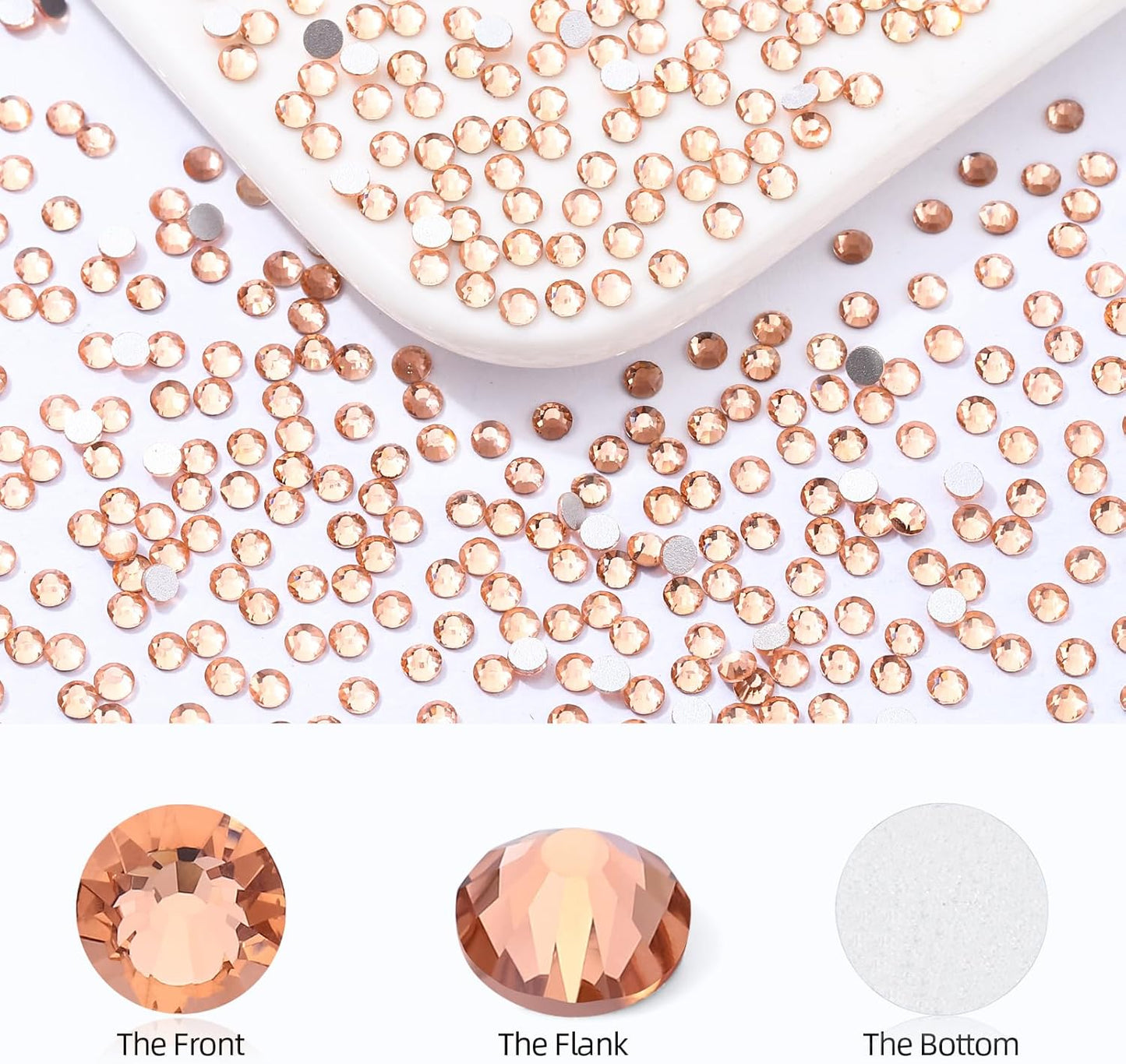 Champagne Flatback Rhinestones, Glass Rhinestones for Nail Art and Craft, Glue Fix, Loose Crystal Gemstones(Champagne, SS8, 2880pcs, 2.3-2.5mm)