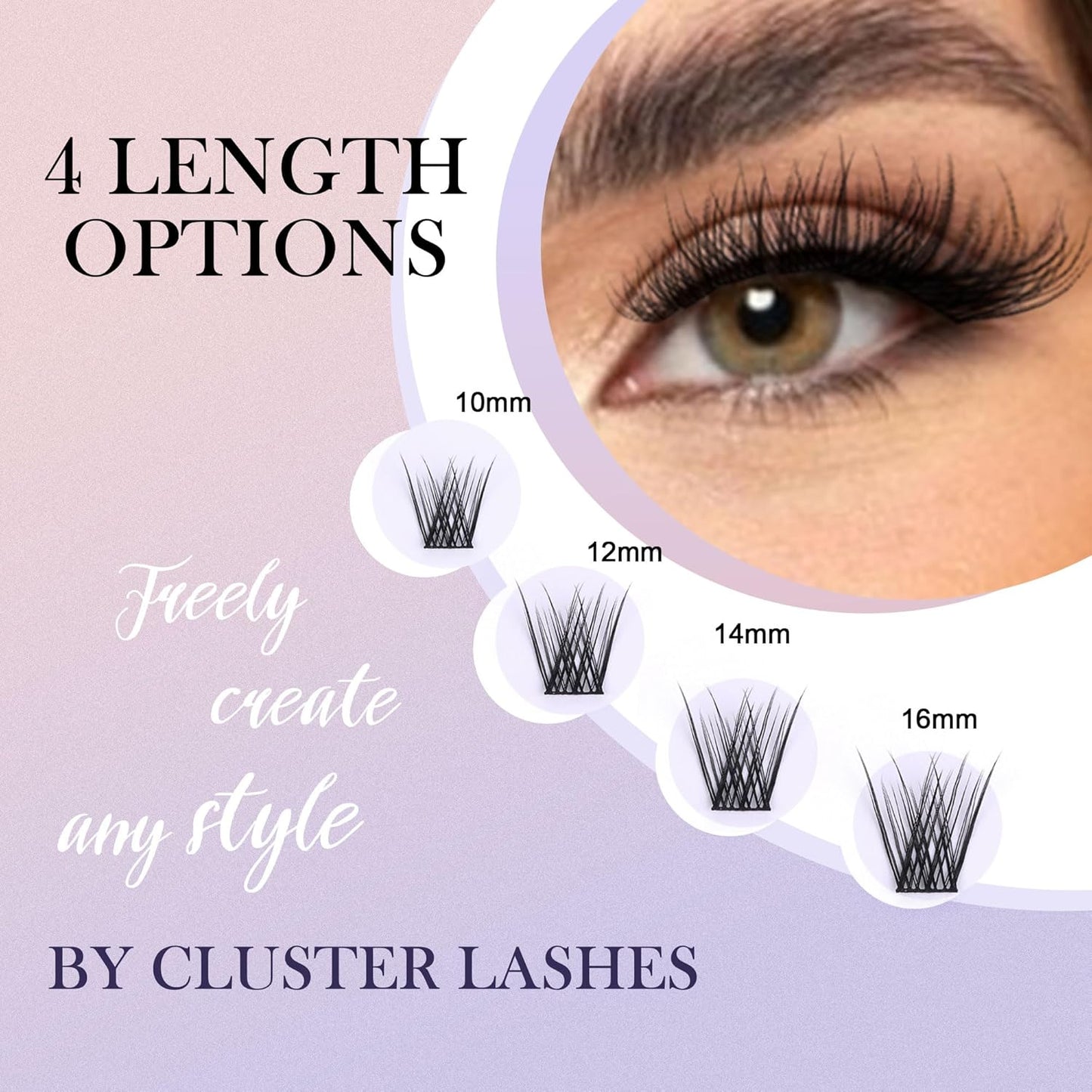 GAQQI Lash Clusters, GQ03 False Eyelashes DIY Lash Extensions C Curl 168PCS Cluster Lashes 14MM, Wispy and Natural Lash Wisps (GQ03,14mm,C Curl)
