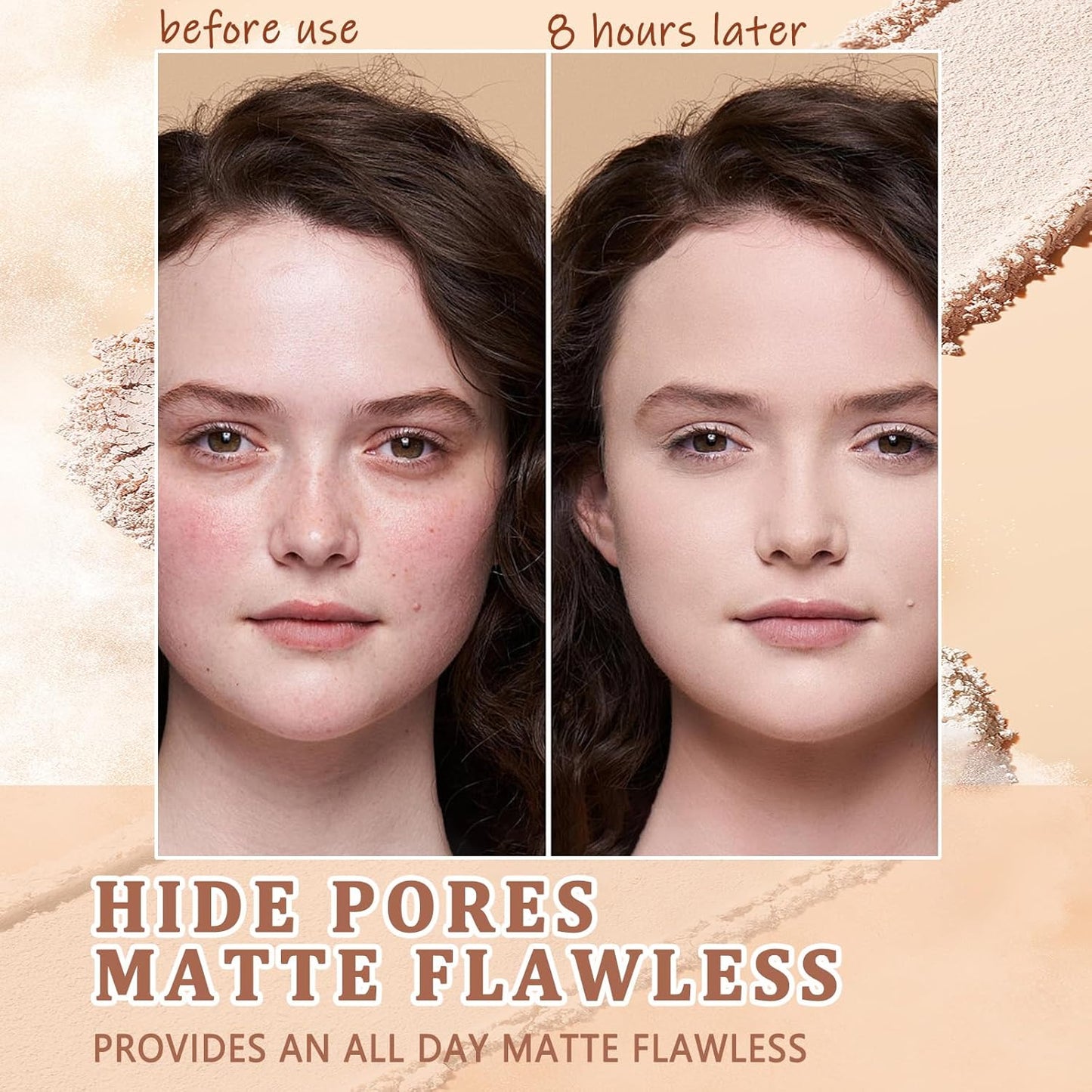 Oil Control Face Pressed Powder,Matte Smooth Flawless Setting Powder Makeup,Waterproof Long Lasting Finishing Powder,Cruelty Free Lightweight Face Cosmetics,0.35Oz(WHITE)