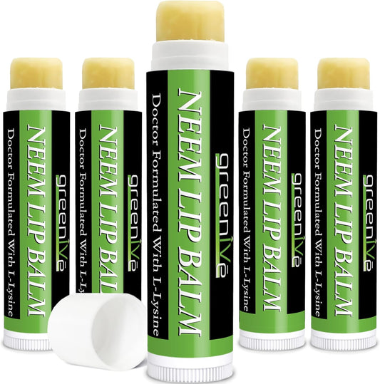 GreenIVe Neem Lip Balm, Vegan Lip Moisturizer with L-Lysine, Soothe and Soften (5)
