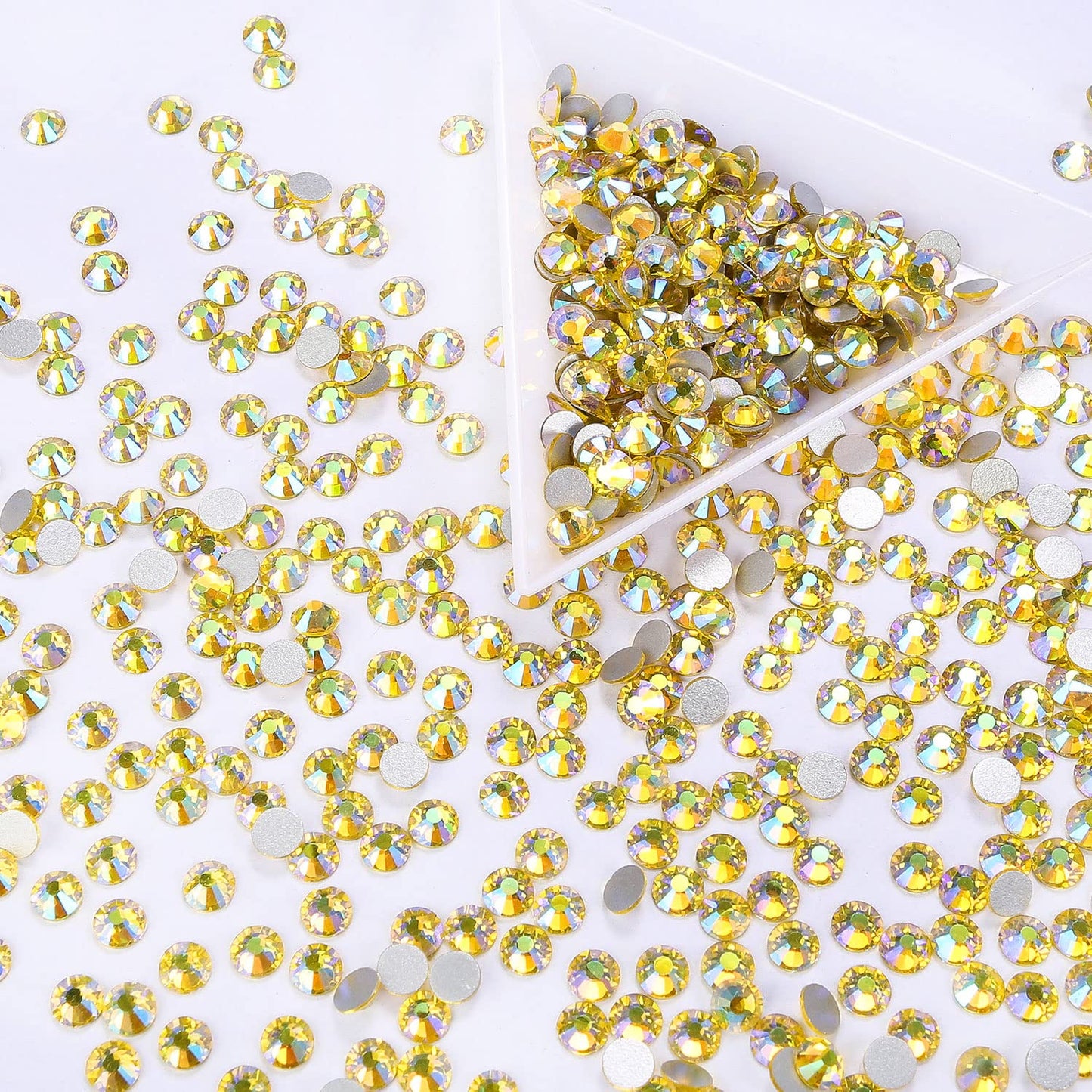 288Pcs Lemon Ab Crystal Rhinestones,Glass Flatback Rhinestones Gemstones for Nail Face Makeup Art Crafts Clothes Decoration -(SS30,6.5mm,Lemon Ab)