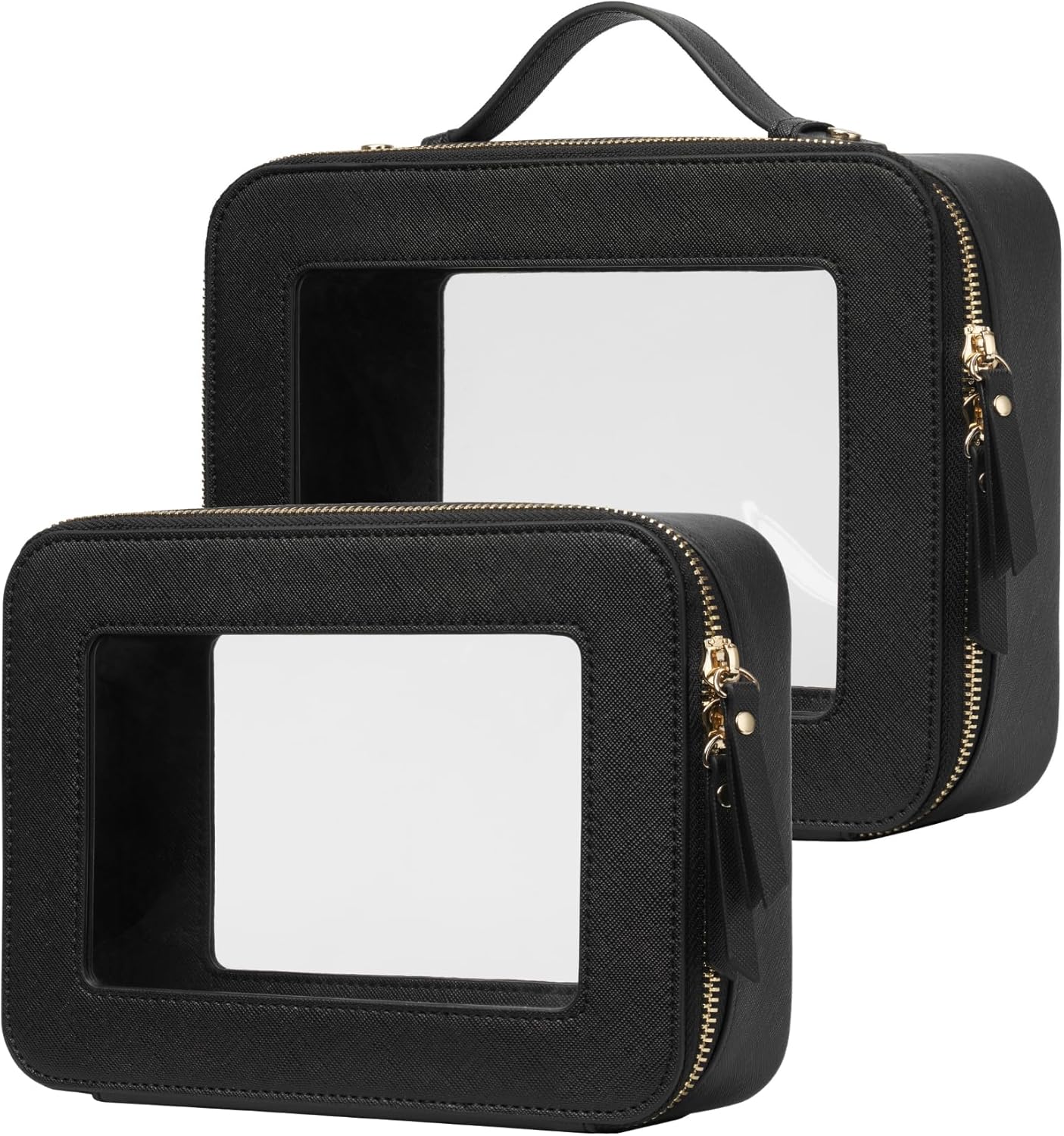 Popvibe Clear Makeup Bag Travel Cosmetic Case Transparent Toiletry Bag with Zipper, Portable Make Up Organizer Traveling Compact Car Bag for Essentials