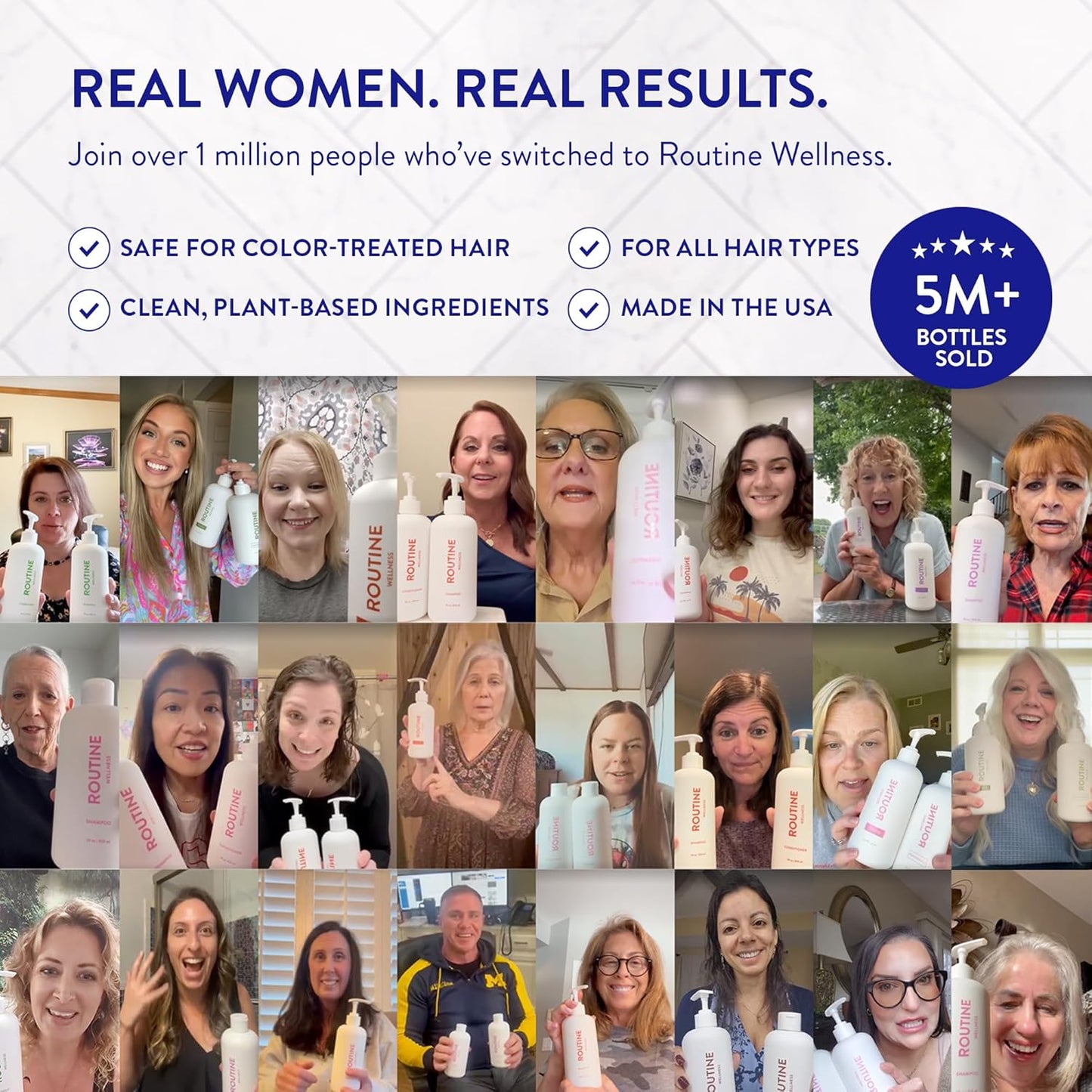 Routine Wellness Anti-Thinning Shampoo and Conditioner Set for Thinning Hair - Biotin DHT Blocker Women & Men - Color Safe Shampoo for Hair Loss & Healthier Hair - Jasmine & Orange Blossom (Pack of 2)