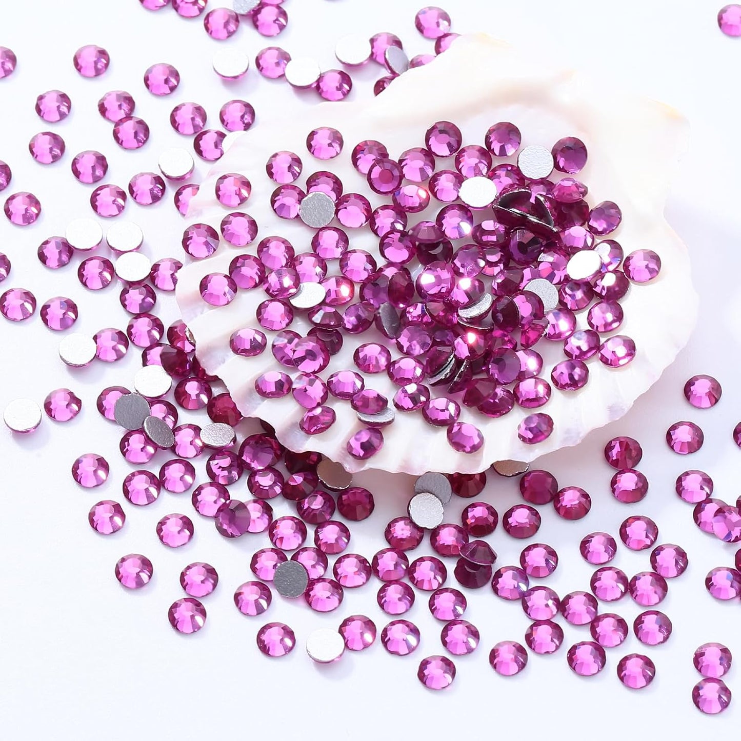 Fuchsia Flatback Rhinestones, Glass Rhinestones for Nail Art and Craft, Glue Fix, Loose Crystal Gemstones(Fuchsia, SS4, 1440pcs, 1.5-1.7mm)