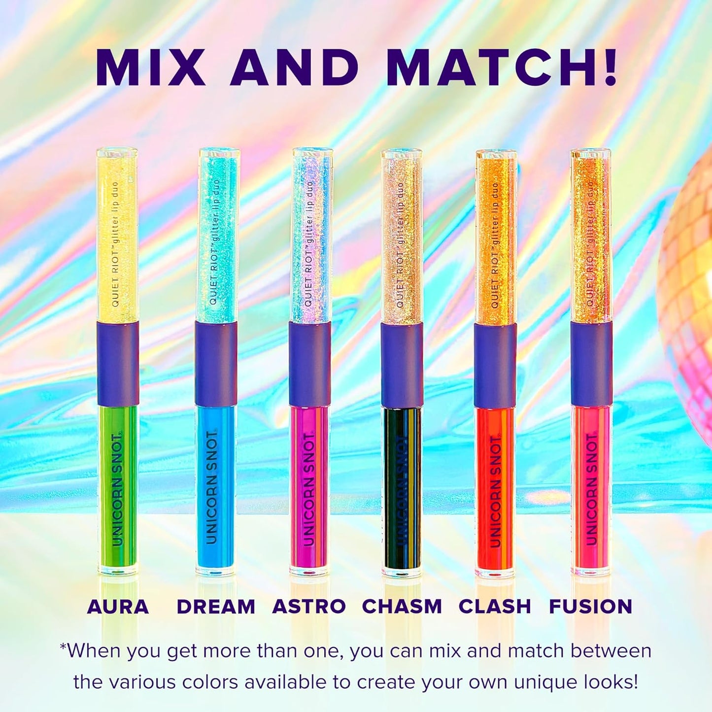 UNICORN SNOT Quiet Riot™ Plastic-Free Glitter Lip Duo | 2-in-1 Set w/Matte Lipstick & Sparkly Glitter Lip Gloss | Halloween Costume Makeup | 0.15oz Black Lipstick & 0.16oz Gloss (Chasm)