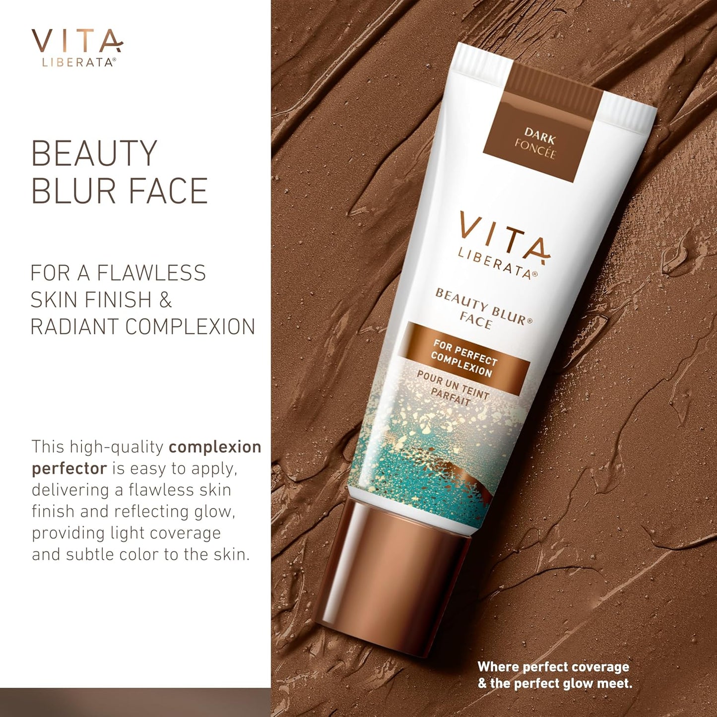 Vita Liberata Beauty Blur Face - Dark, BB Cream, Hydrating Skin Finish, Radiant Glow & Flawless Complexion, 1.01 fl oz