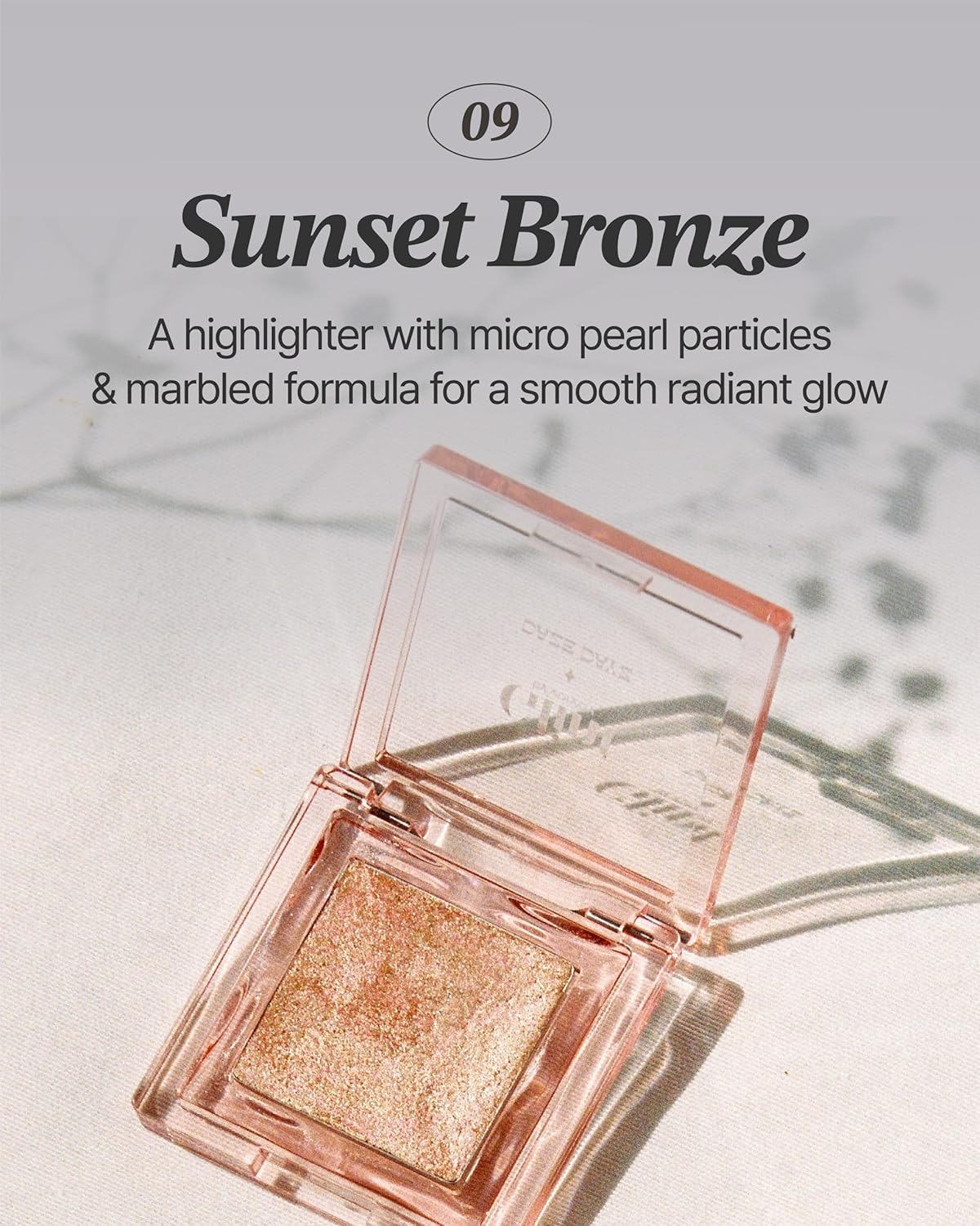 Glint Marble Highlighter (Sunset Bronze, 0.08oz) - Korean Makeup. Inspired Baked for Smooth, Radiant Glow, Long-Lasting Wear. Enriched with Micro Pearl Particles