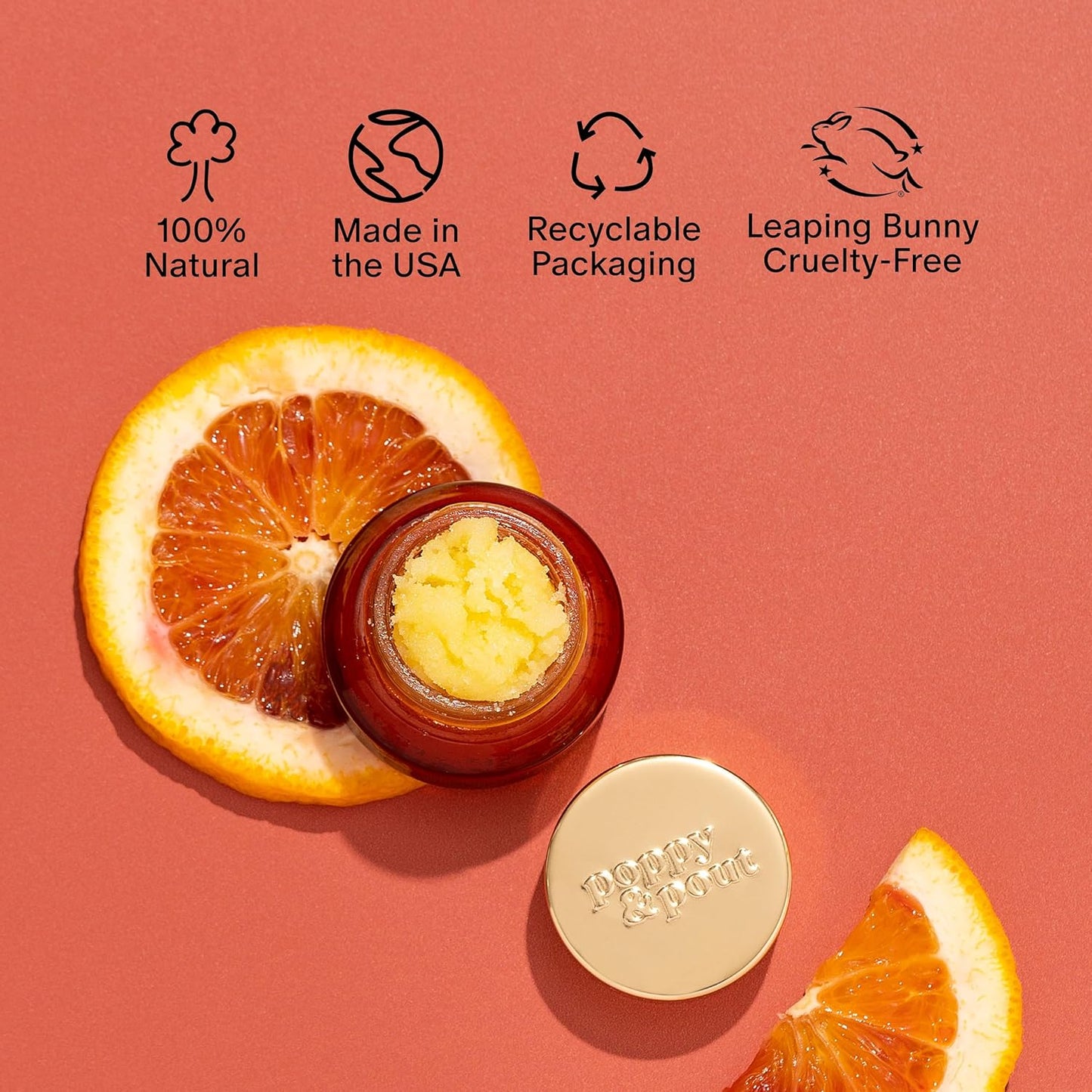 Poppy & Pout Natural Lip Scrub, Moisturizing Sugar Scrub for Dry Lips, Lip Scrubber Exfoliator with Essential Oils Smooths and Hydrates Lips, In Recyclable Glass Jars, Cruelty Free - Island Coconut