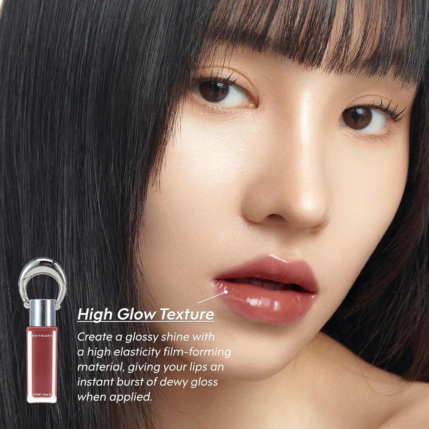 ENTROPY Makeup 2-in-1 Charm Shiny Glowy Lip & Cheek Gloss Tint Keychain, High Pigment Glossy Lip Color & Plumping Gloss, C1 Opal Charm