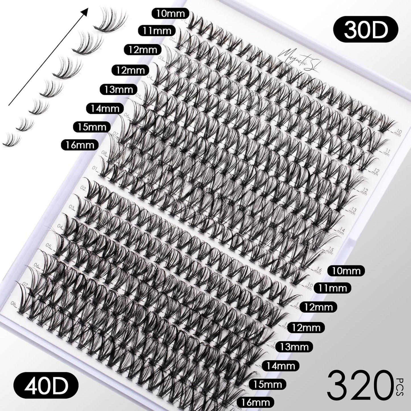 Lash Clusters DIY Lash Extensions Kit 320pcs Individual Lashes Clusters 30D 40D D Curl Eyelash Extension Kit with Applicator and Lash Bond&Seal,Clusters Lash Glue Remover Mix 10-16mm (30D+40D-320 KIT)