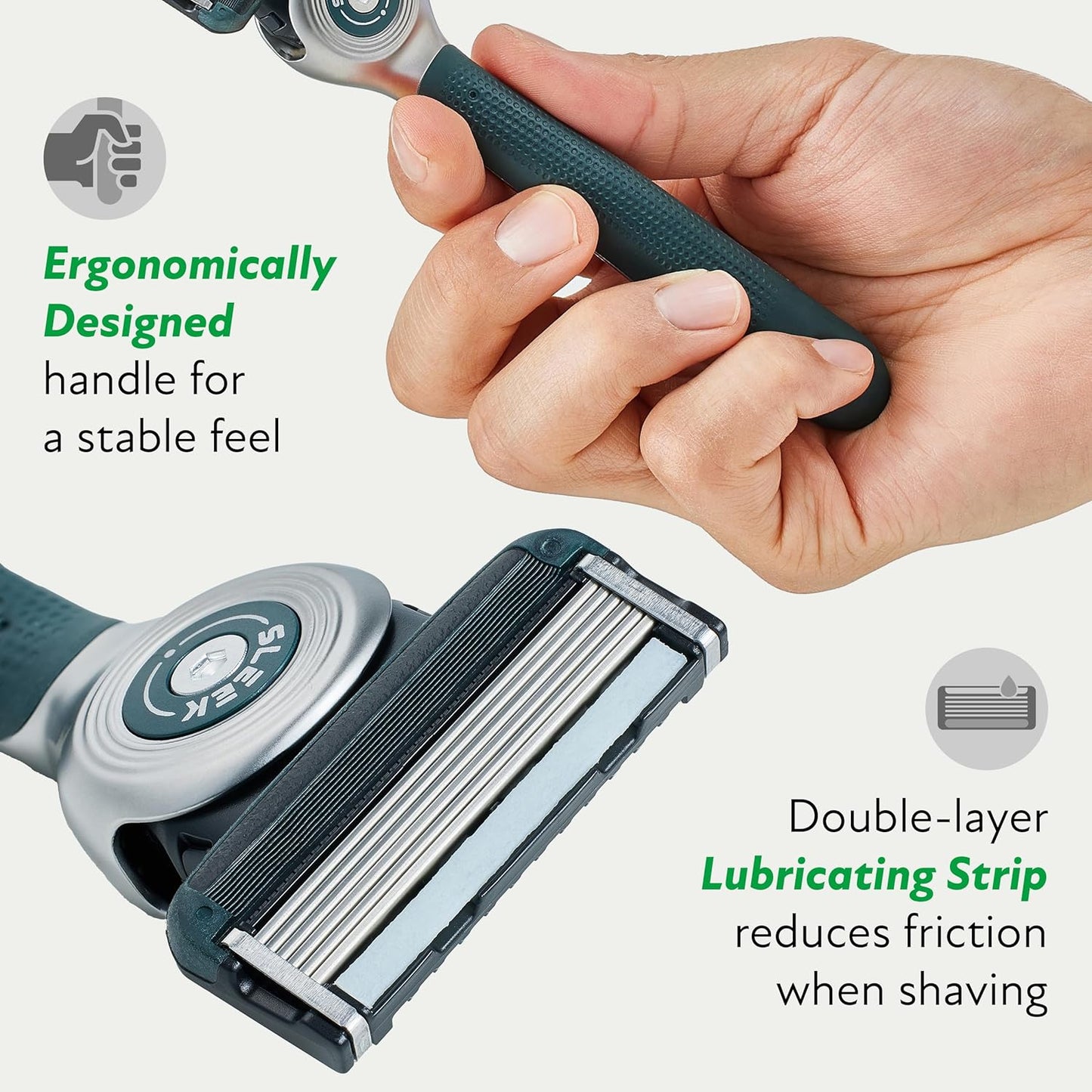 DORCO SLEEK Six Blade Razor System with Multi-Flex Technology, Precision Shaving Razor Handle, Includes 7 Cartridges