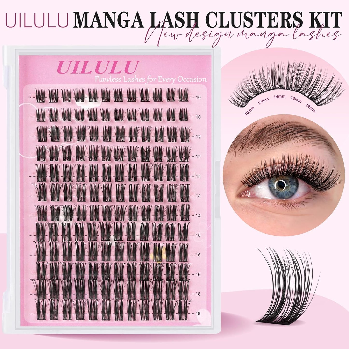 Lashes Clusters D Curl Fluffy Lash Clusters 0.07D 10-18 MIX 144 Eyelashes Individual Lashes Clusters DIY Lash Extensions at Home False Lashes Wide Band Natural Eye Lash Clusters U15 Lash