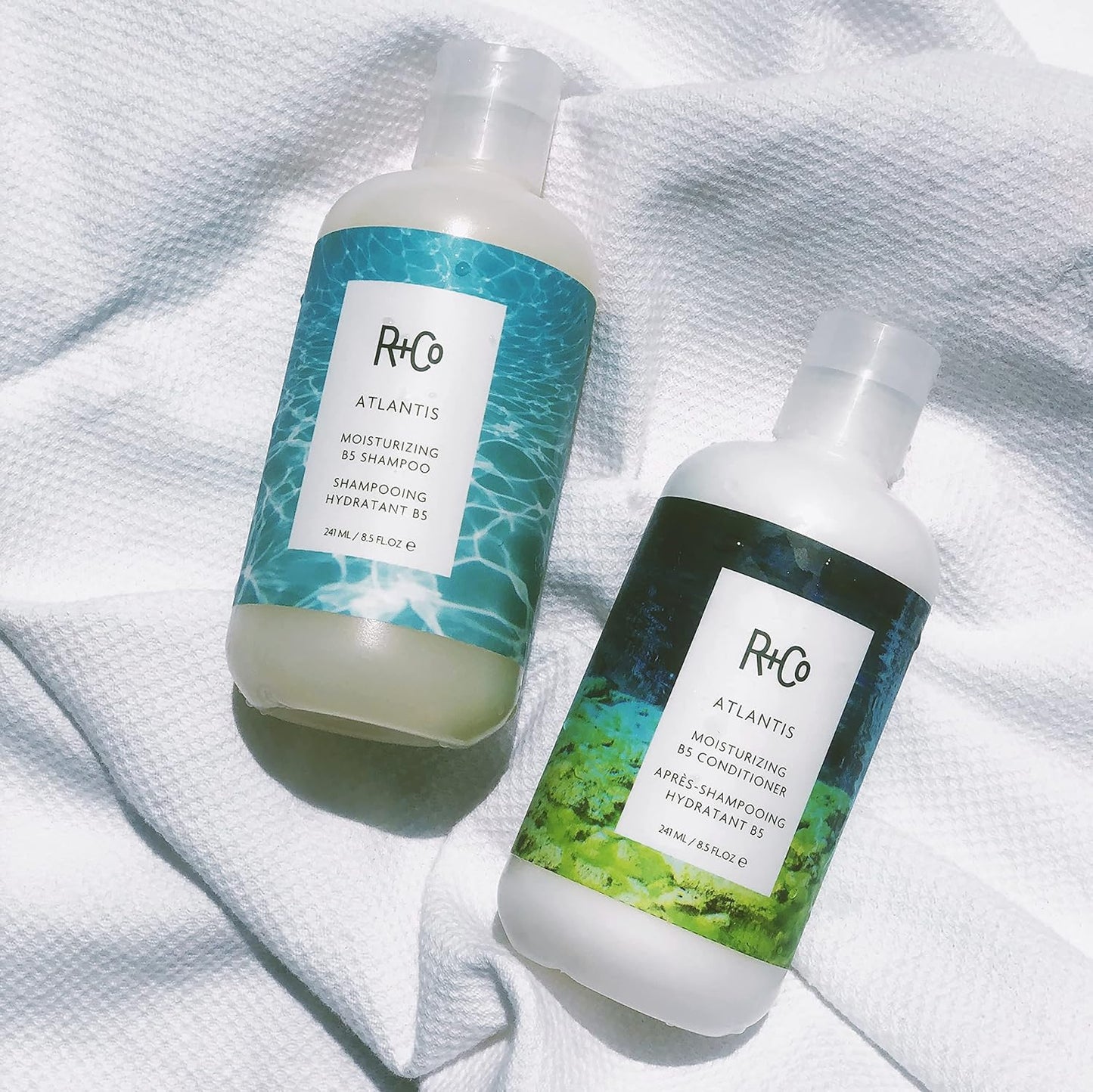 R+Co Atlantis Moisturizing B5 Hair Shampoo and Conditioner Set | Body + Shine + Smoothing for All Hair Types | Vegan + Cruelty-Free | 8.5oz (Pack of 2)