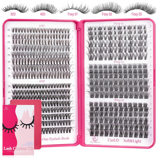 Foxy Beauty Wispy Lash Clusters - 536Pcs Natural 8-16MM EyeLash Clusters 30D 40D & Foxy Lashes For Natural Look D Curl Lash Clusters For DIY Lashes At Home