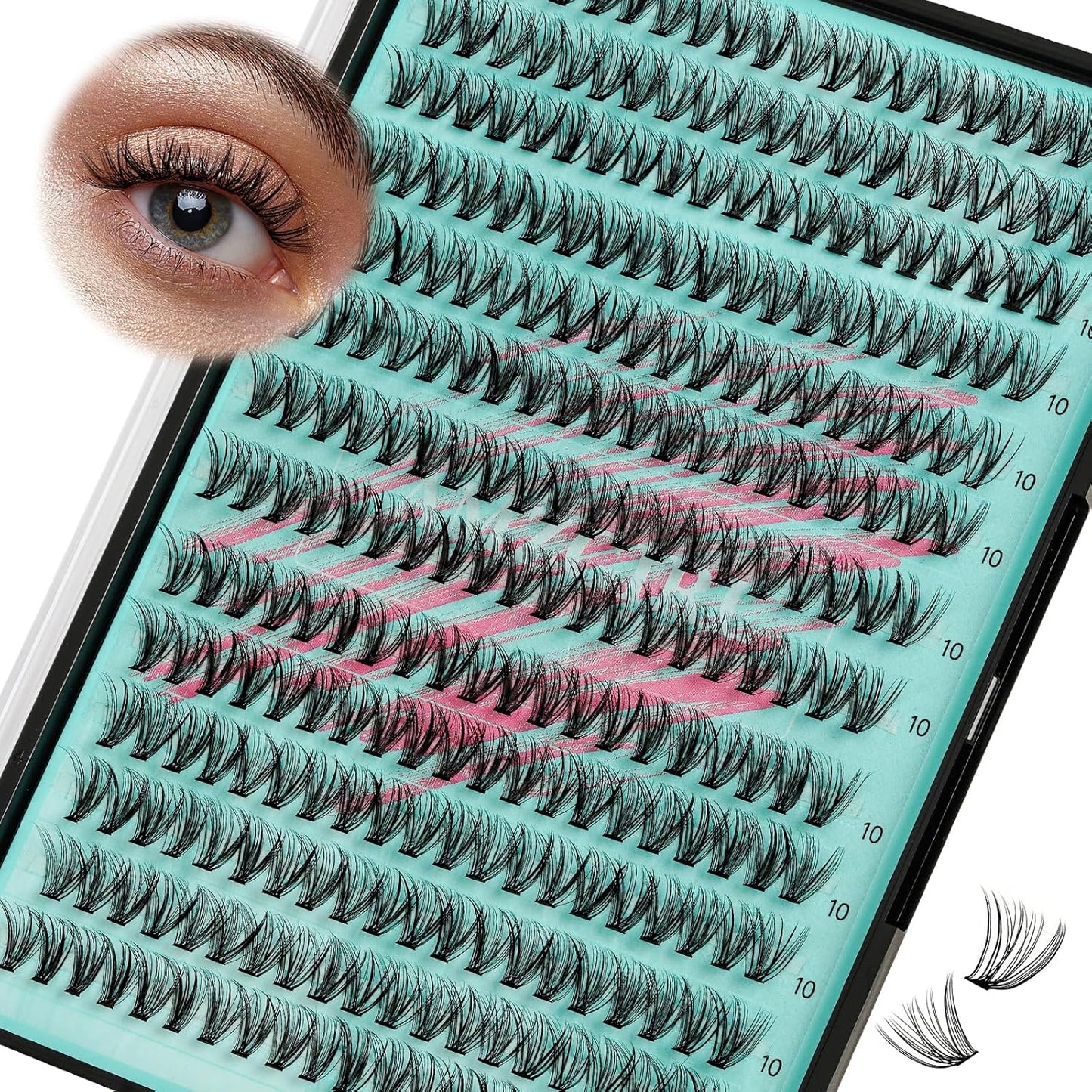 Lash Clusters Wispy 280PCS Eyelash Extension 30D Cluster Lashes Individual Lashes DIY Lash Extension Natural Look Cluster Eyelash Extensions Soft False Eyelashes at Home for Beginners(10mm)