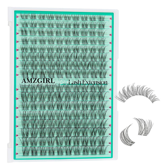 Lash Clusters 160PCS Invisible Eyelash Band Clusters with Natural Eyelashes Cluster Wide Stem Eyelash Extensions Individual Wispy Lashes Cluster(Lavendy,D-Mix8-16mm)