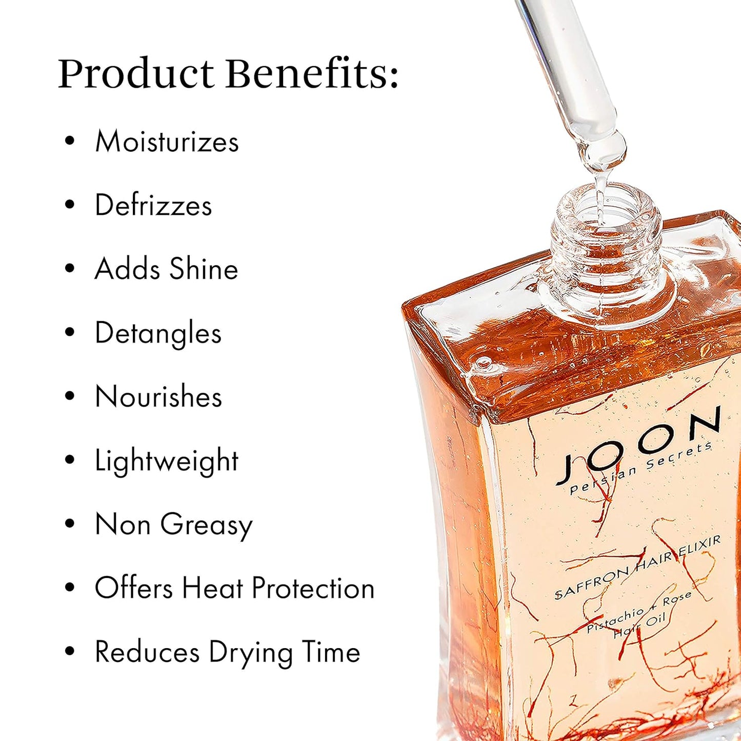 Joon Saffron Hair Elixir Pistachio + Rose Hair Oil, 3.11 Fl. Oz.