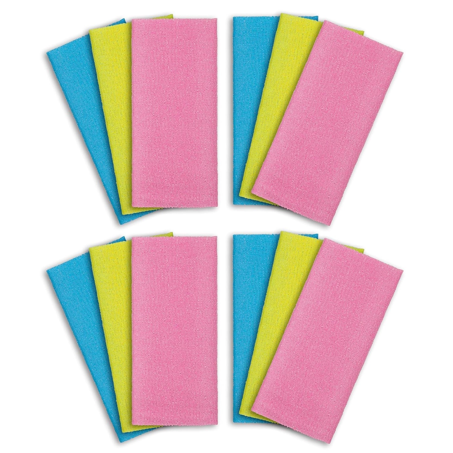 ARCH&M 12-Pack Premium Nylon Exfoliating Towel - 35-Inch Quick-Dry, Hygienic Japanese Washcloth for Body & Back - Durable, Machine Washable, Long-Lasting