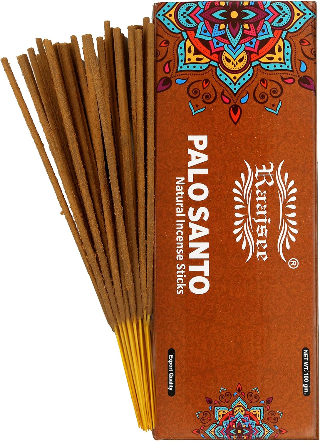 Raajsee Palo Santo Incense Sticks 100 gm Pack-100% Pure Organic Natural Hand Rolled Free from Chemicals-Perfect for Church,Aromatherapy,Relaxation,Meditation,Positivity & Sensual Therapy